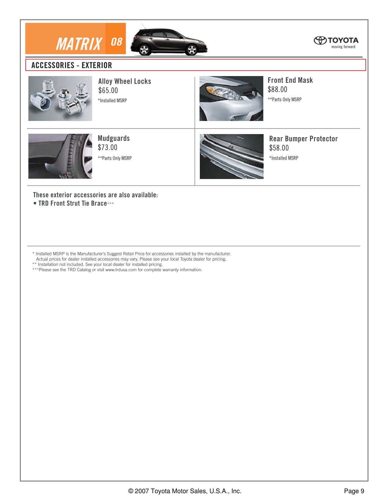 2008 Toyota Matrix Brochure Page 2